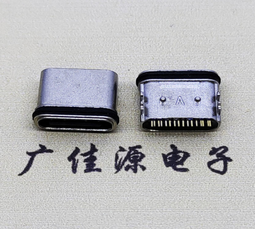 四川板上卧式USB连接器.TYPE-C16P防水母座.四脚插带定位柱